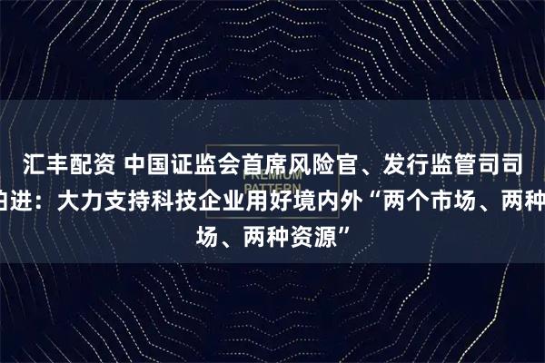 汇丰配资 中国证监会首席风险官、发行监管司司长严伯进：大力支持科技企业用好境内外“两个市场、两种资源”