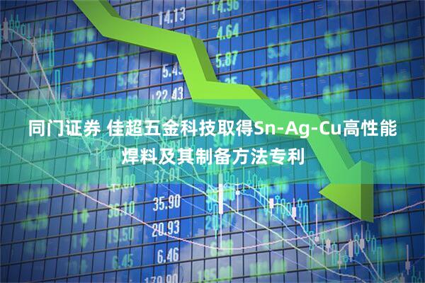 同门证券 佳超五金科技取得Sn-Ag-Cu高性能焊料及其制备方法专利