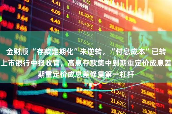 金财顺 “存款定期化”未逆转，“付息成本”已转向：42家A股上市银行中报收官，高息存款集中到期重定价成息差修复第一杠杆
